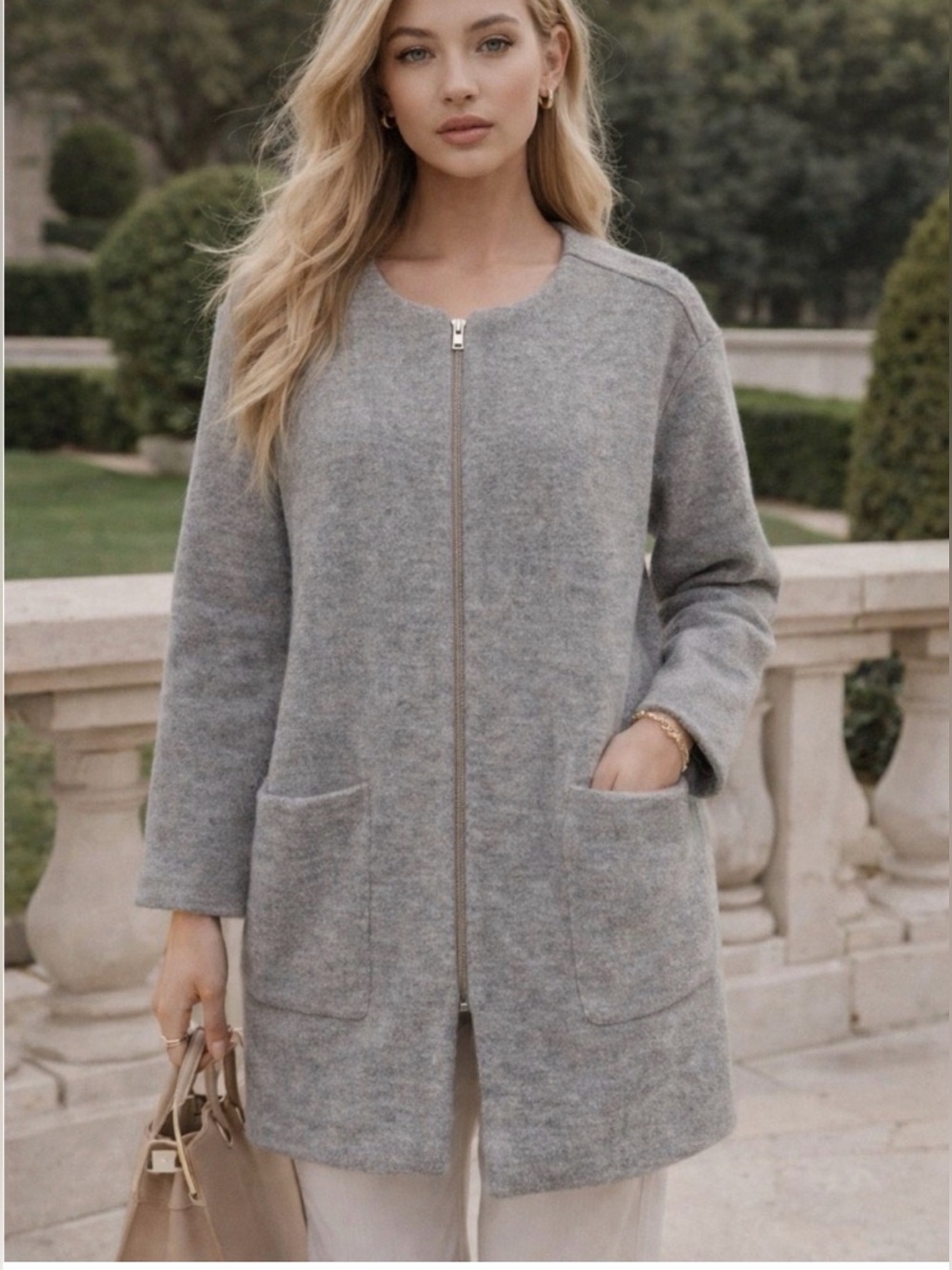 Wilfred Aritzia Merino Wool Zip Sweater long Coat size XS oversized and flowy
